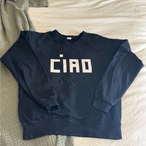 Clare V Black 'Ciao' Crewneck Sweater